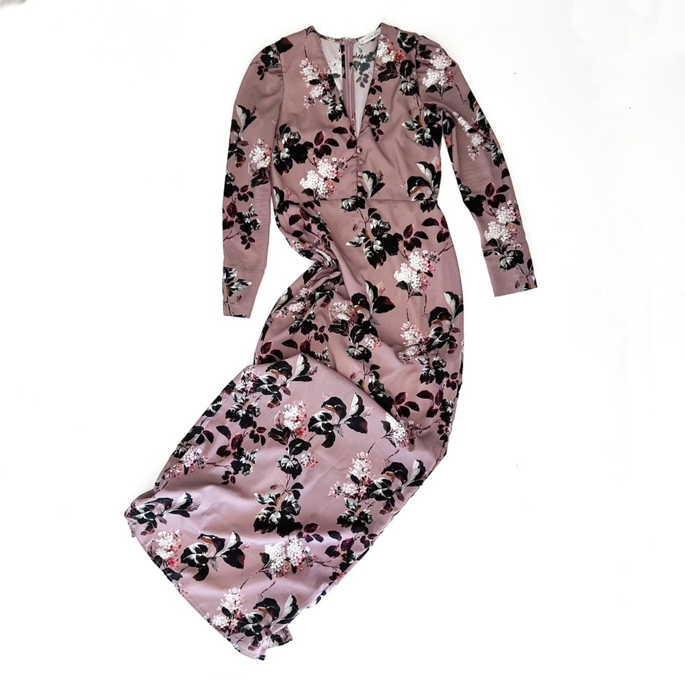 Hope & Ivy Long Sleeve Button Down Purple Floral Maxwell Dress
